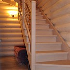 Лестница комбинированная с поворотом на 180 градусов и забежными ступенями, балюстрада, массив ясеня - п. Вырица